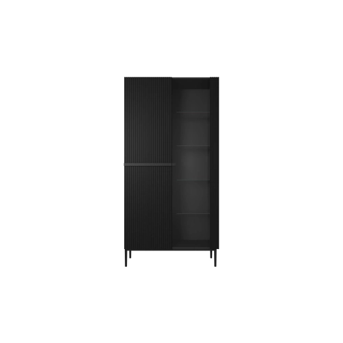 Witryna Nicole 100 cm z ryflowanym frontem - czarny mat
